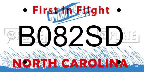 B082SD North Carolina License Plate