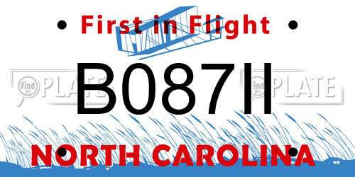 B087II North Carolina License Plate