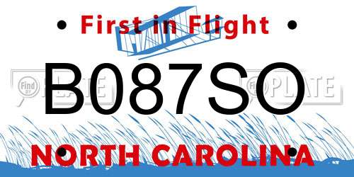 B087SO North Carolina License Plate