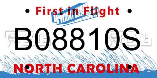 B08810S North Carolina License Plate