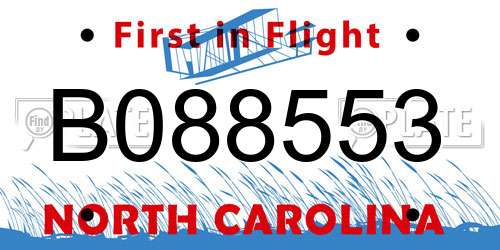 B088553 North Carolina License Plate