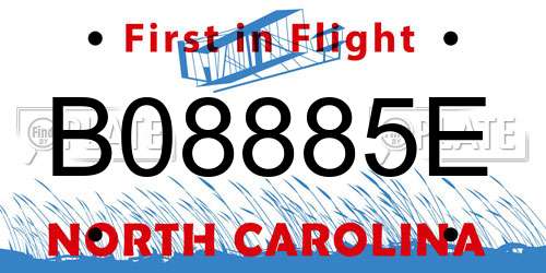 B08885E North Carolina License Plate