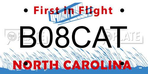 B08CAT North Carolina License Plate