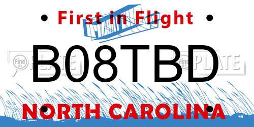 B08TBD North Carolina License Plate