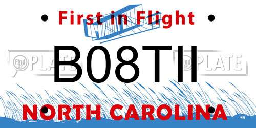 B08TII North Carolina License Plate