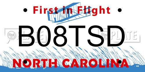 B08TSD North Carolina License Plate