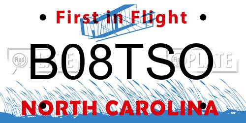 B08TSO North Carolina License Plate