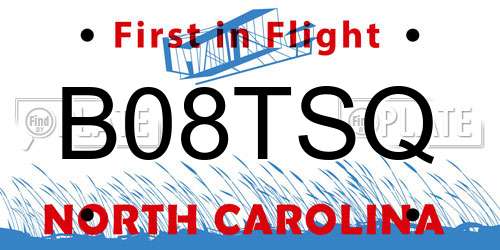 B08TSQ North Carolina License Plate