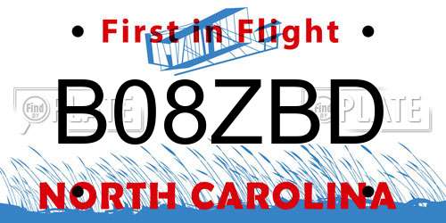 B08ZBD North Carolina License Plate