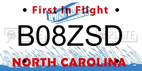 B08ZSD North Carolina License Plate