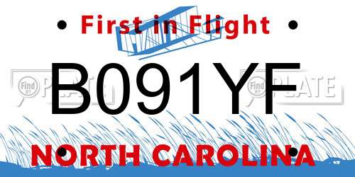 B091YF North Carolina License Plate