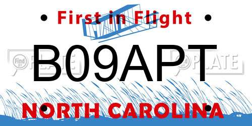 B09APT North Carolina License Plate