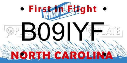 B09IYF North Carolina License Plate