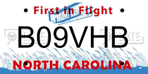 B09VHB North Carolina License Plate