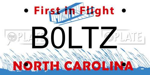 B0LTZ North Carolina License Plate