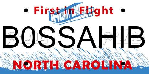 B0SSAHIB North Carolina License Plate