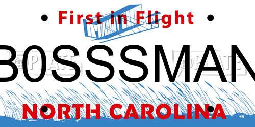 B0SSSMAN North Carolina License Plate