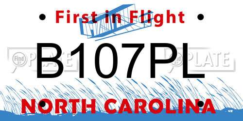 B107PL North Carolina License Plate