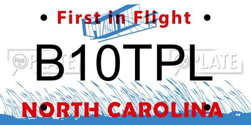 B10TPL North Carolina License Plate