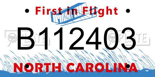 B112403 North Carolina License Plate