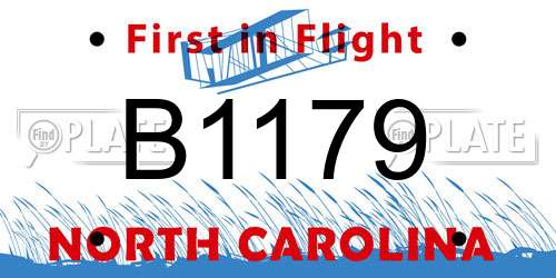B1179 North Carolina License Plate