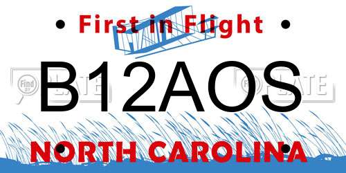 B12AOS North Carolina License Plate