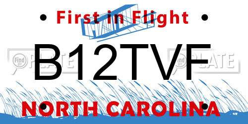 B12TVF North Carolina License Plate