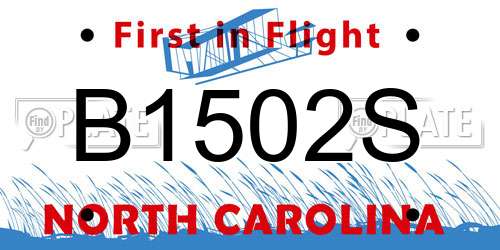 B1502S North Carolina License Plate