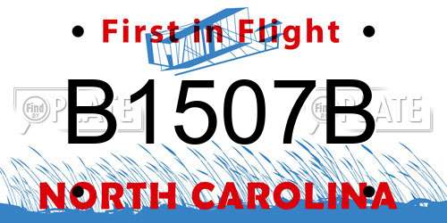 B1507B North Carolina License Plate