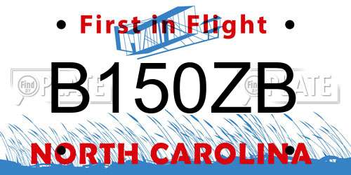B150ZB North Carolina License Plate