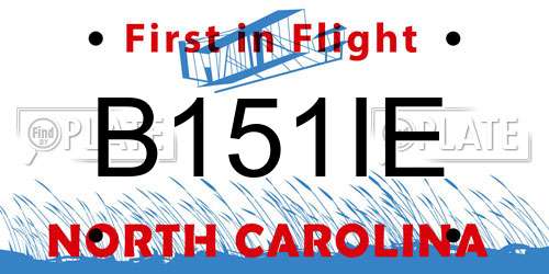 B151IE North Carolina License Plate