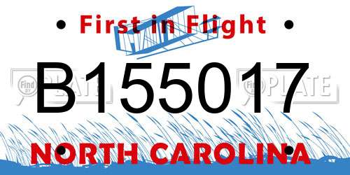 B155017 North Carolina License Plate