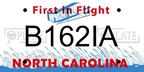 B162IA North Carolina License Plate