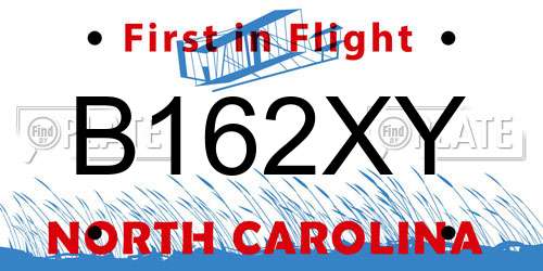 B162XY North Carolina License Plate