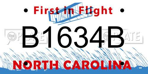 B1634B North Carolina License Plate