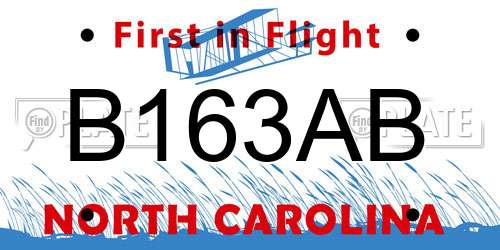 B163AB North Carolina License Plate
