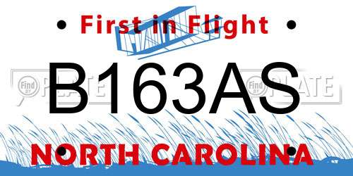 B163AS North Carolina License Plate