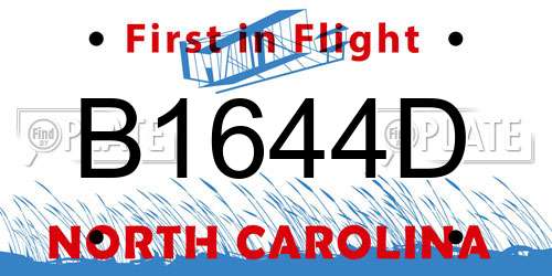 B1644D North Carolina License Plate