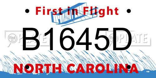 B1645D North Carolina License Plate