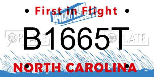 B1665T North Carolina License Plate