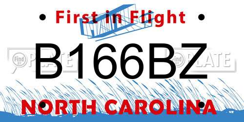 B166BZ North Carolina License Plate