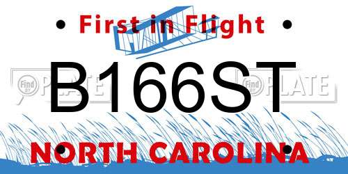 B166ST North Carolina License Plate