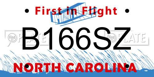 B166SZ North Carolina License Plate