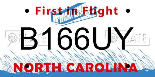B166UY North Carolina License Plate