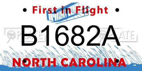 B1682A North Carolina License Plate