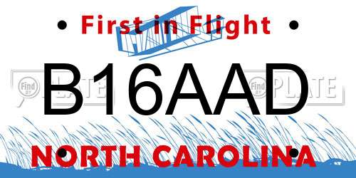B16AAD North Carolina License Plate