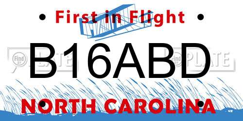 B16ABD North Carolina License Plate
