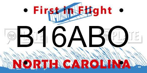 B16ABO North Carolina License Plate