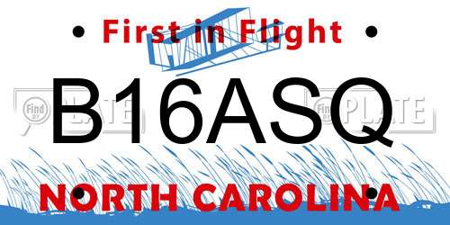 B16ASQ North Carolina License Plate