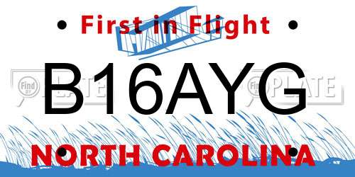 B16AYG North Carolina License Plate
